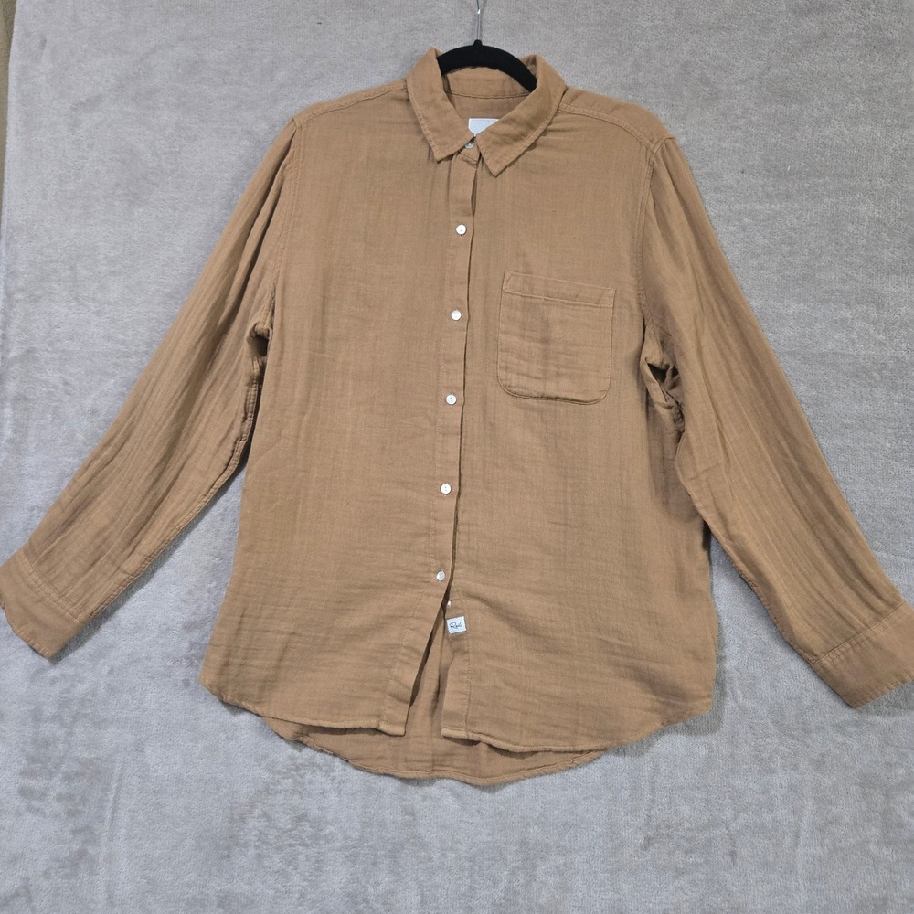 Rails Ellis Gauze Shirt Womens Medium Lagenlook Earthy Relaxed Organic Cotton